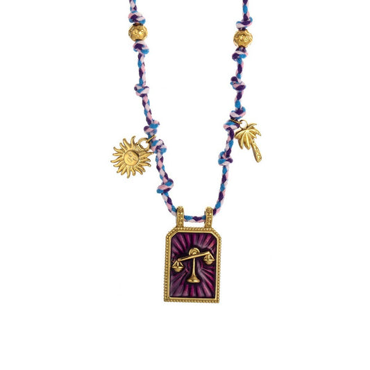 Handmade Zodiac Rope Necklace with Ocean Charms