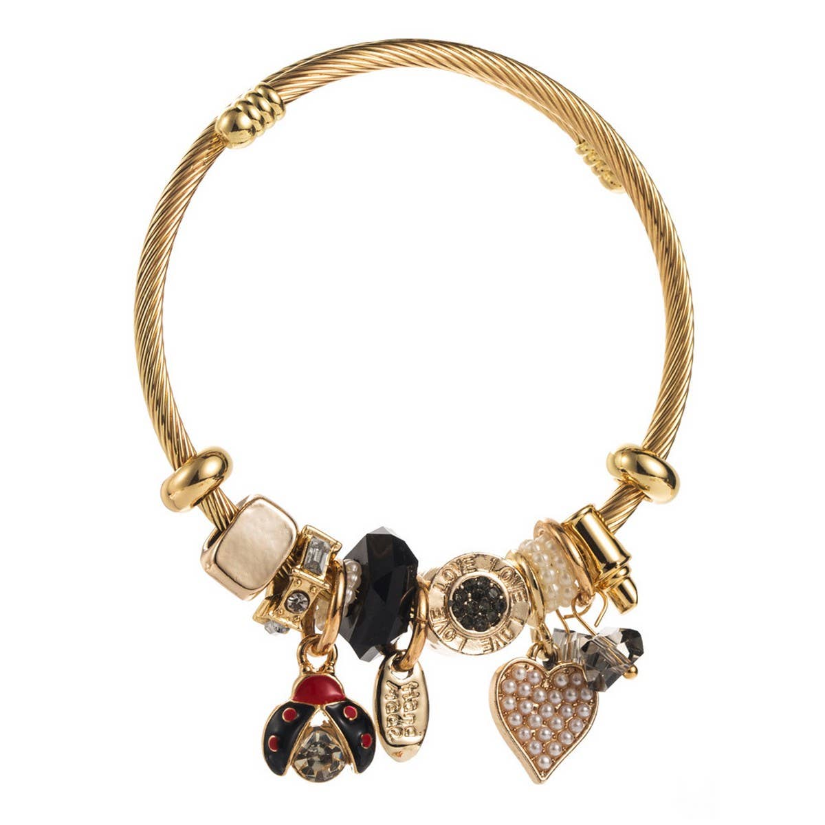 Stainless Steel Charm Bracelet with Beads_CWMM8619