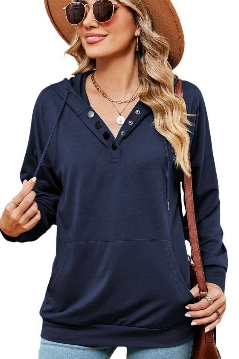 CWOHOL0930_SOLID COLOR BUTTON DRAWSTRING POCKET HOODIE