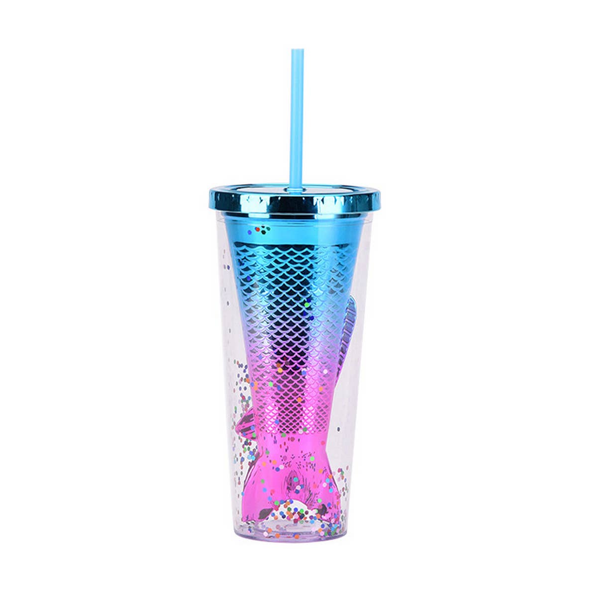 DOUBLE LAYER GRADIENT MERMAID TAIL WATER CUP