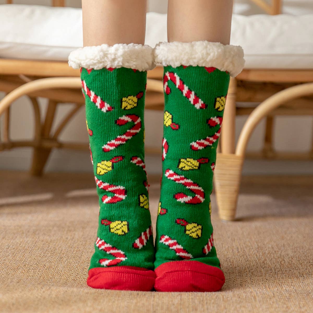 CHRISTMAS BELL FUZZY INDOOR SLIPPER SHOES