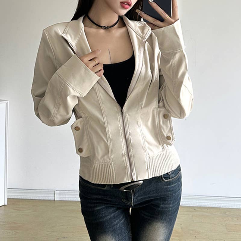 CARGO POCKET ZIPPER LAPEL SLIM-FIT JACKET