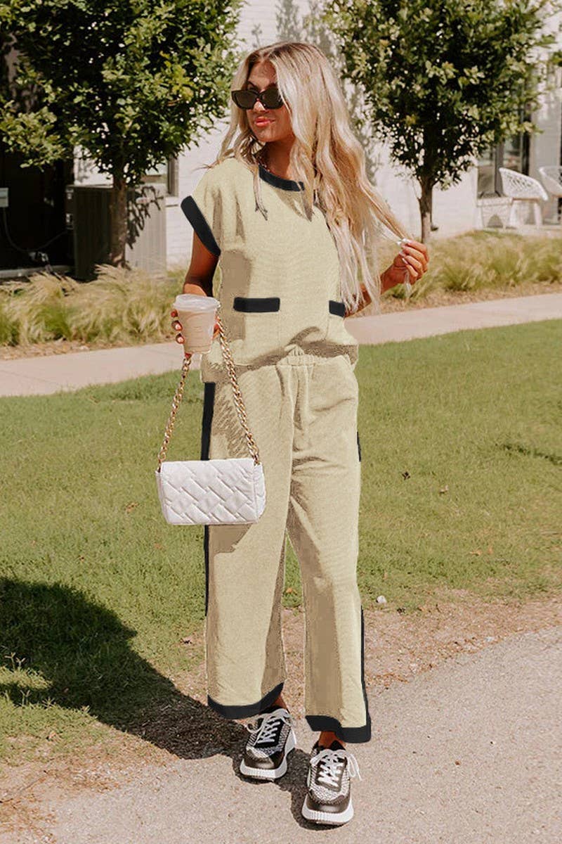 CWSS1267_SUMMER CONTRAST COLOR LOOSE FASHION TWO-PIECE