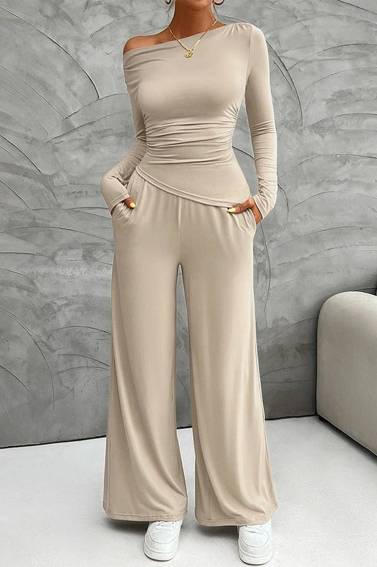 CWSTB1007_SLIM-FIT LONG-SLEEVED TOP AND WIDE-LEG PANTS SET