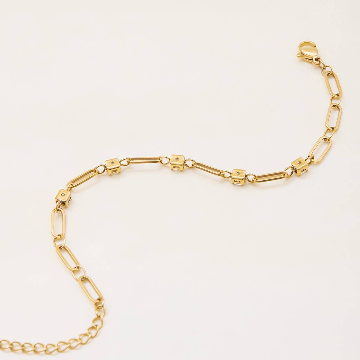 18K Gold Steel Round Zircon White Tennis Chain_CWAJE4803
