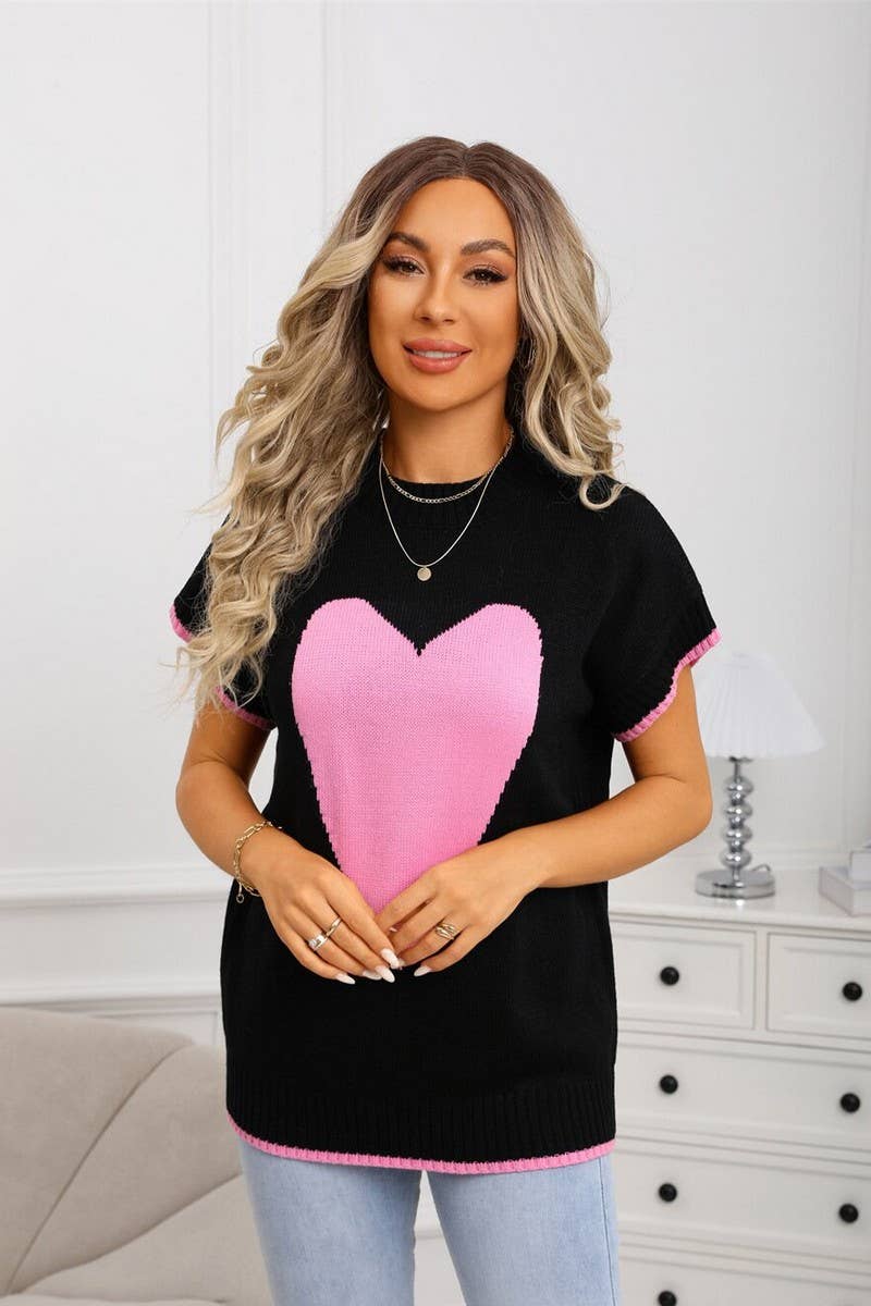 CWOSWS00161_HEART PRINT CREWNECK KNIT VEST