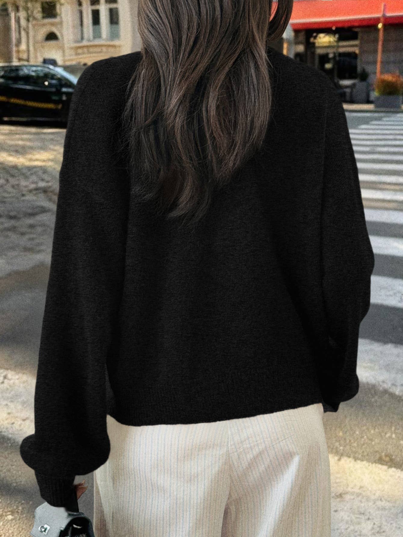 Casual simple button long-sleeved coat sweater