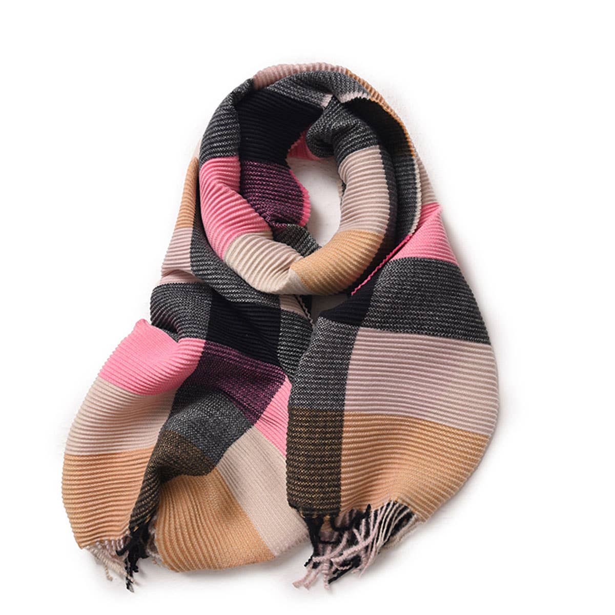 Crinkle Plaid Winter Scarf ? Unisex Soft Wrap