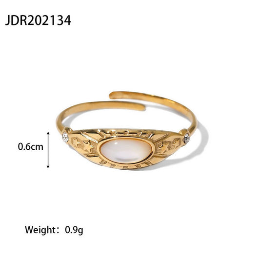 14K GOLD STAINLESS STEEL SET ZIRCON STAR OPEN RING_CWAJE1223