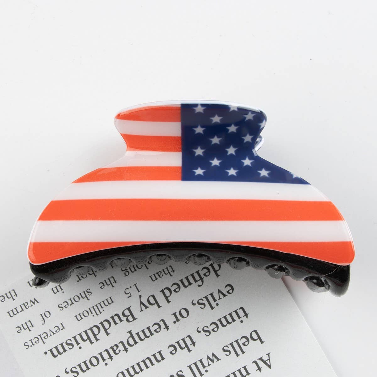 CWAHA1235_4TH OF JULY FLAG PRINT HAIR CLAW CLIP
