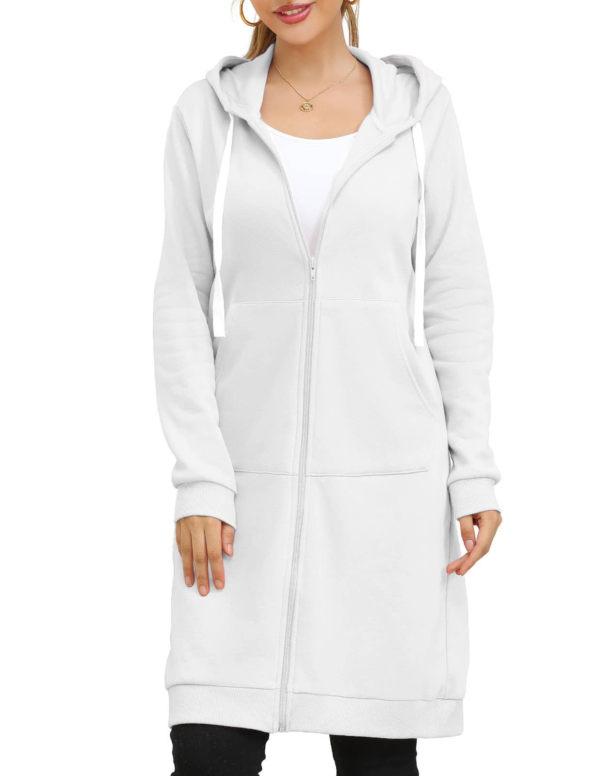 CWOHOL448_Lightweight Thin Zip-Up Hoodie Long Jacket