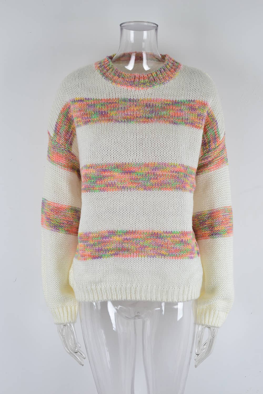 CREW NECK PULLOVER COLOR MATCHING SWEATER