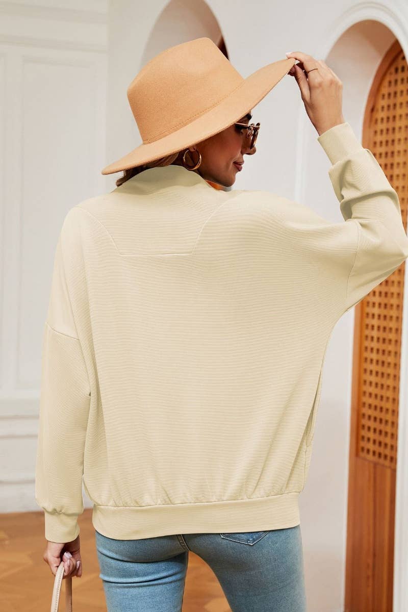 CWOHOL0988_LONG-SLEEVED HOODIE WITH LAPEL ZIP POCKET