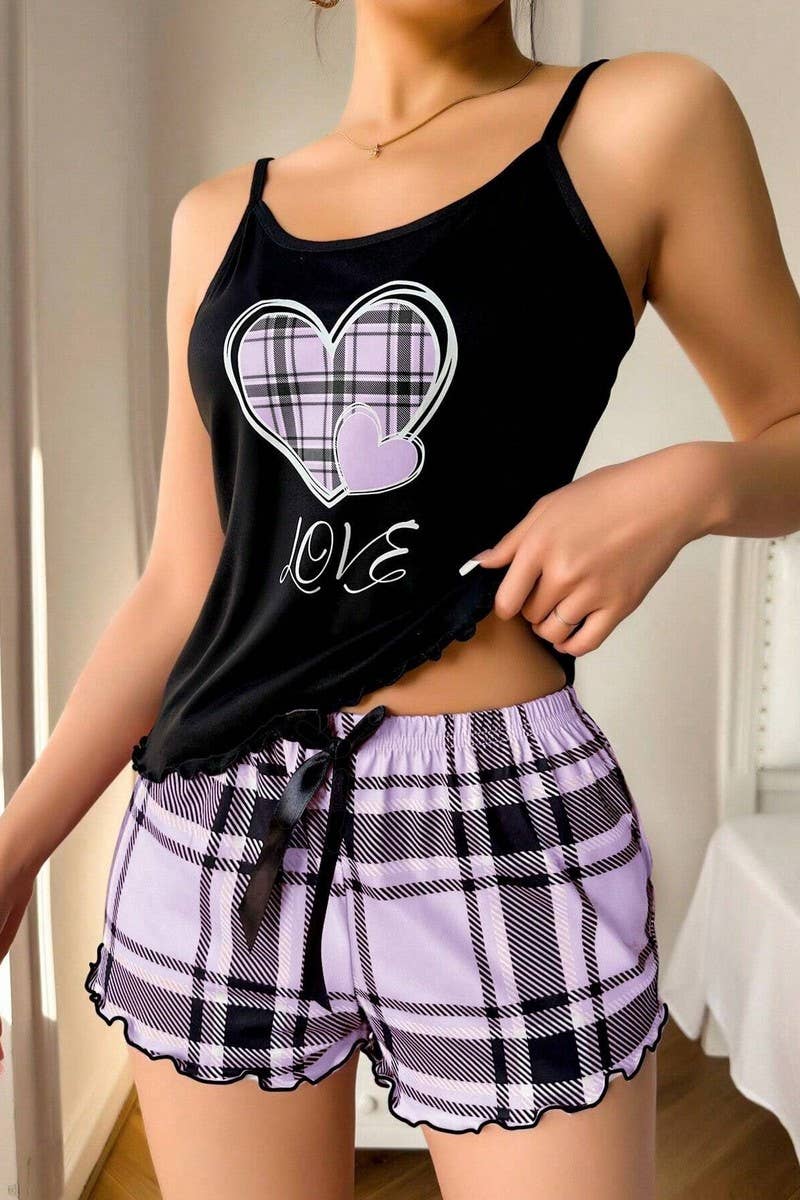 CWSPJ00473_SEXY CAMI MILK SILK PAJAMA SHORTS SET