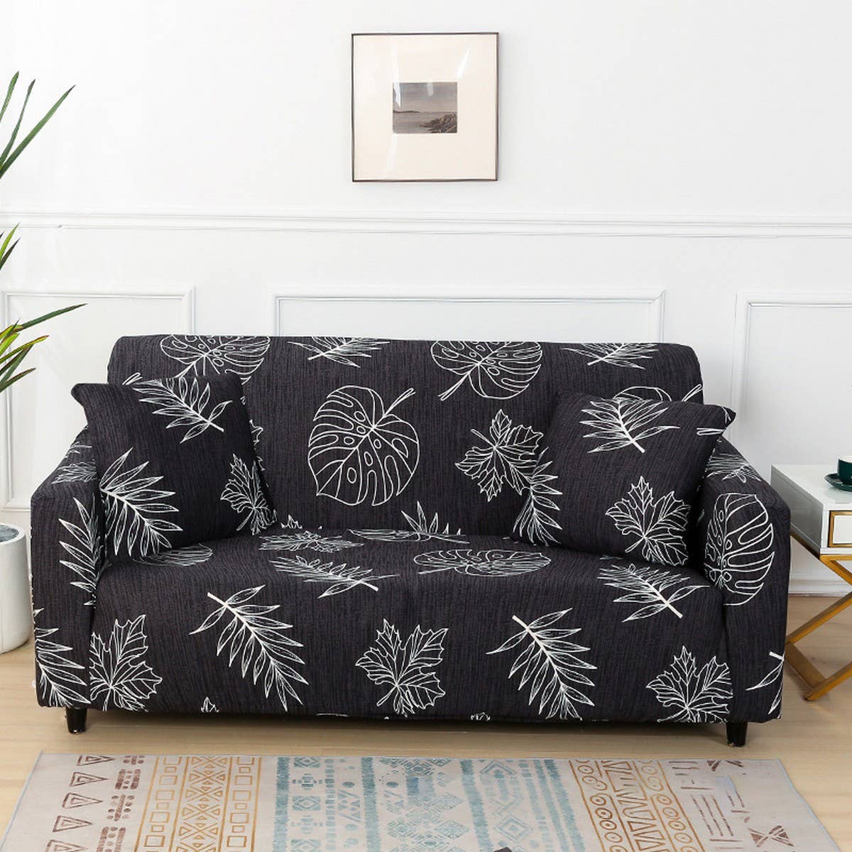Modern Knit Sofa Cover, Stretch Fit, Solid Color