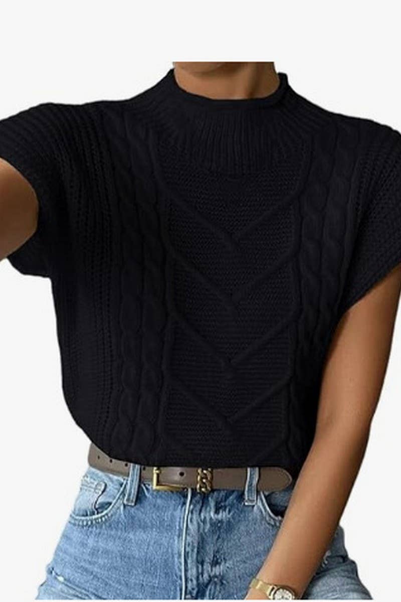 CWOSWSL0141_SOLID COLOR CASUAL TWISTED HIGH COLLAR VEST