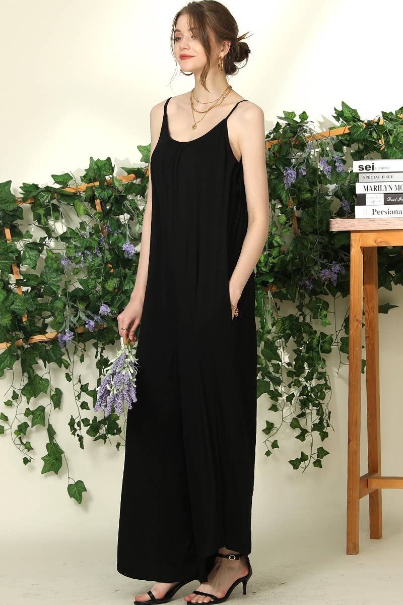 CWSJS226_LOOSE FIT SPAGHETTI STRAP WIDE LEG JUMPSUIT