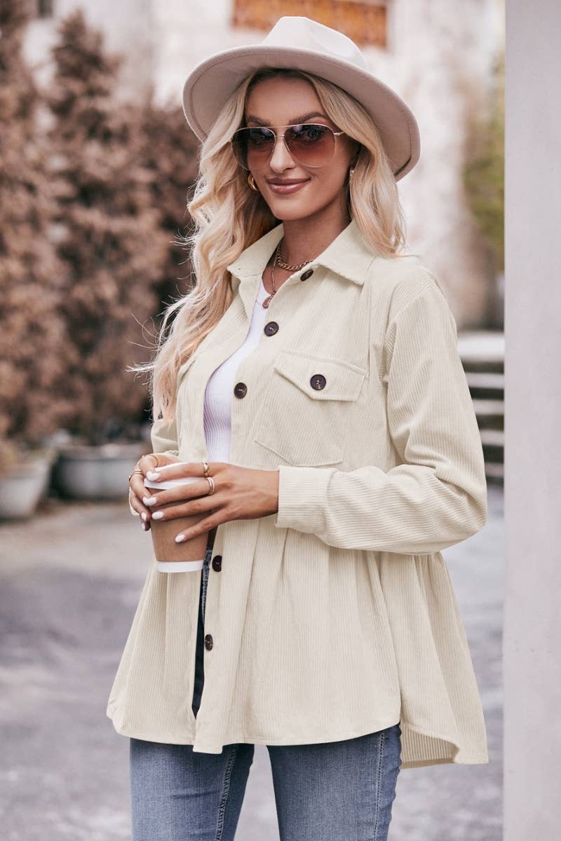 CWTSTL2189_AUTUMN POCKET CORDUROY LONG-SLEEVED SHIRT