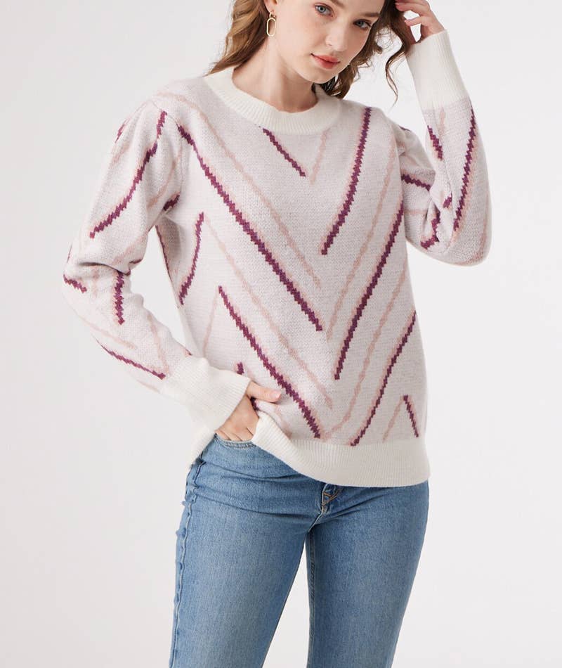 CREW-NECK FRENCH RETRO SLIMMING PULLOVER SWEATER