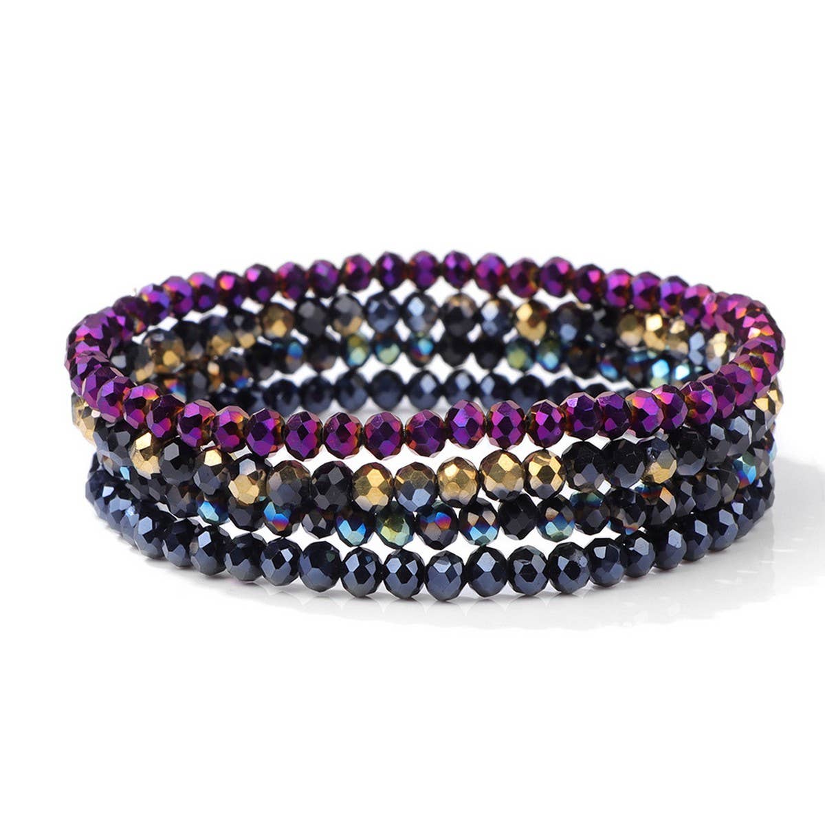 CWAJE4230_ARTIFICIAL CRYSTAL ELASTIC BRACELET SET OF FOUR