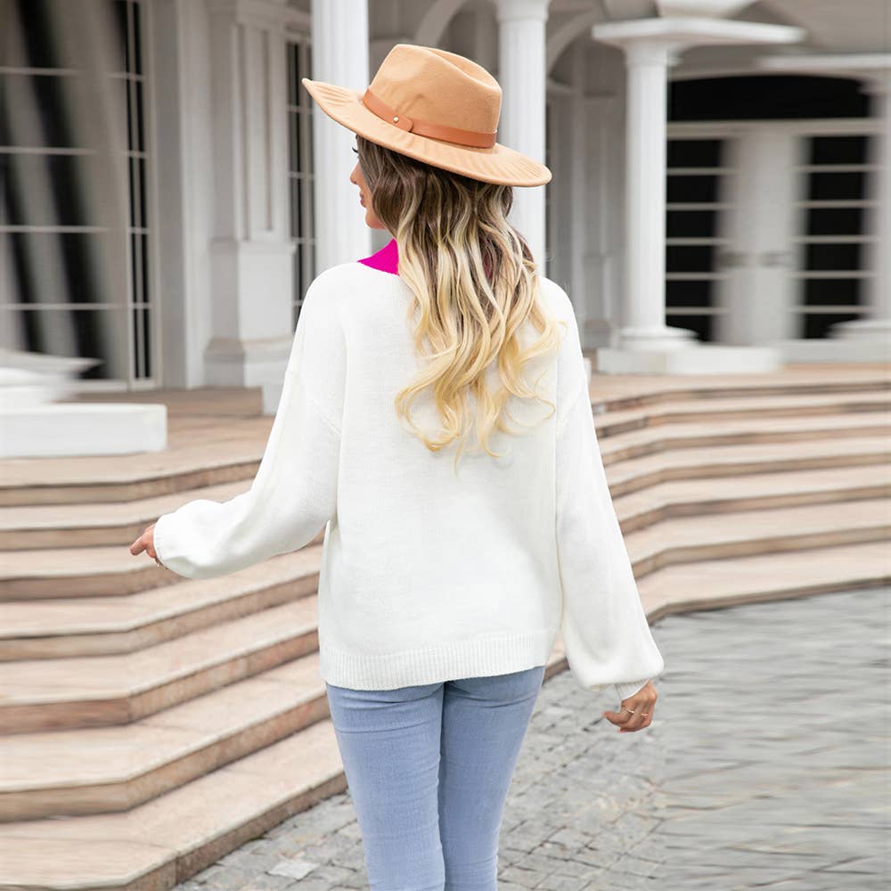 BIG LOVE VALENTINE'S DAY CREW-NECK KNIT PULLOVER