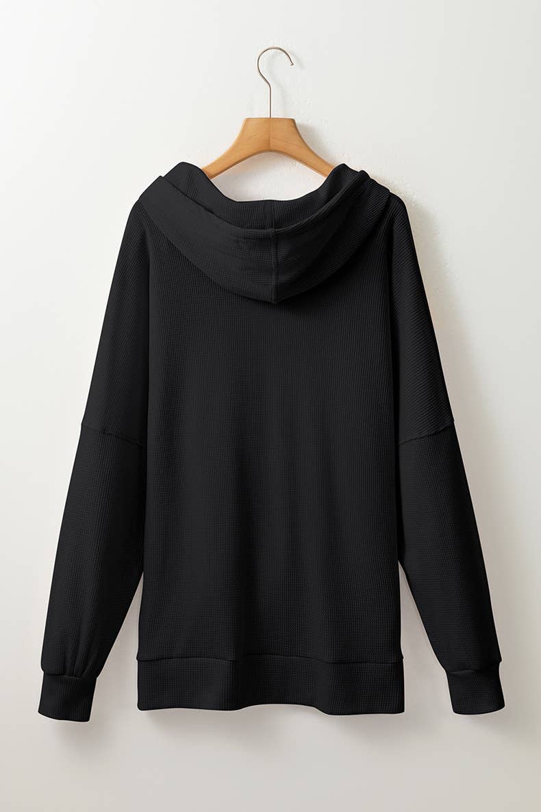 CASUAL TEXTURED HOODIE WITH LARGE POCKET HOODIE