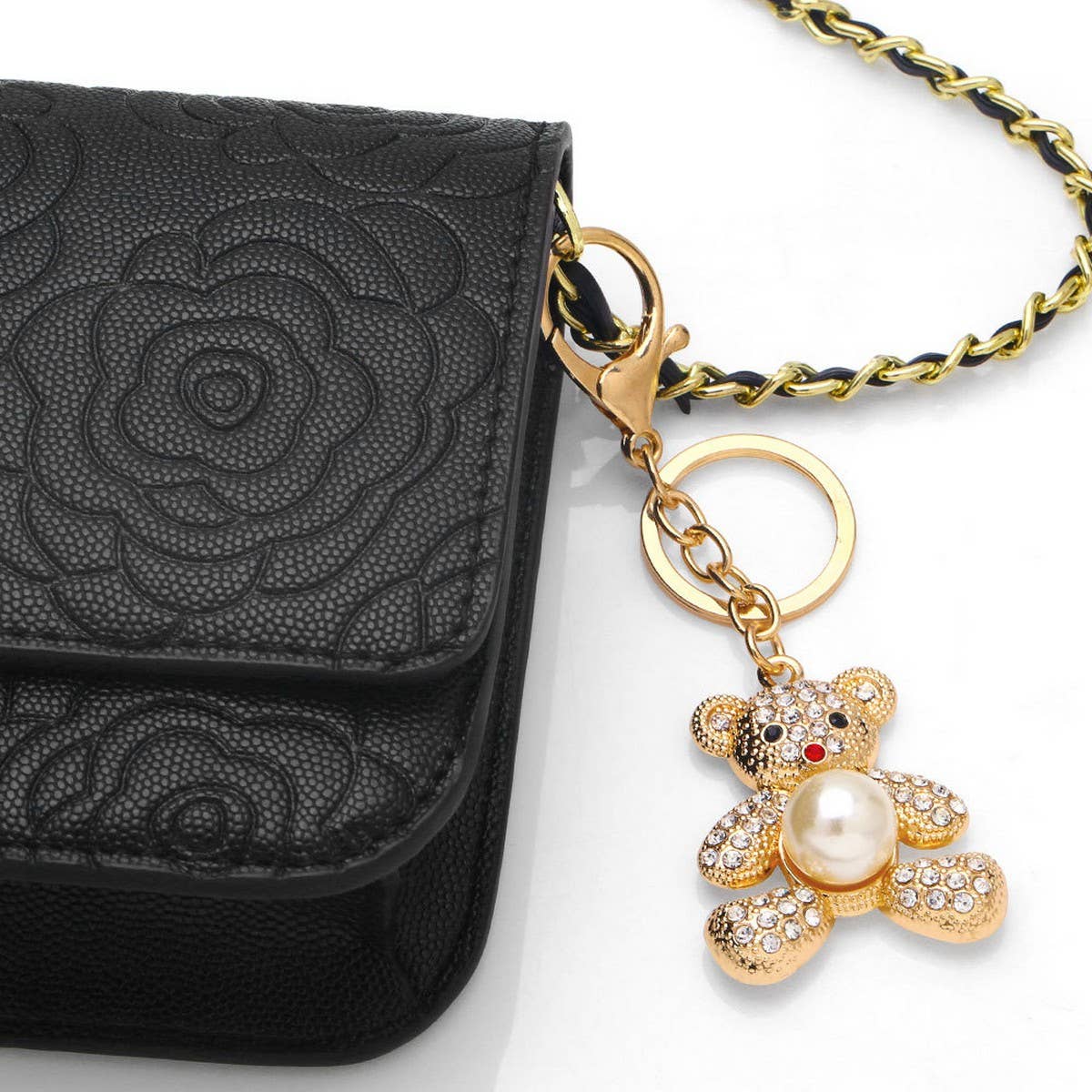 CUTE CREATIVE DIAMOND STUDDED TEDDY BEAR KEYCHAIN