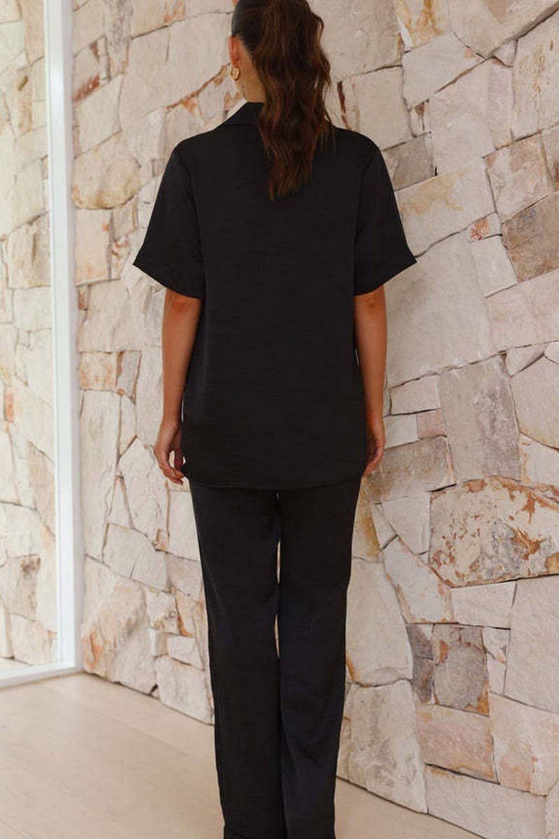 CWSPJ0432_SOLID LAPEL SHORT SLEEVE PAJAMA SET WITH PANTS