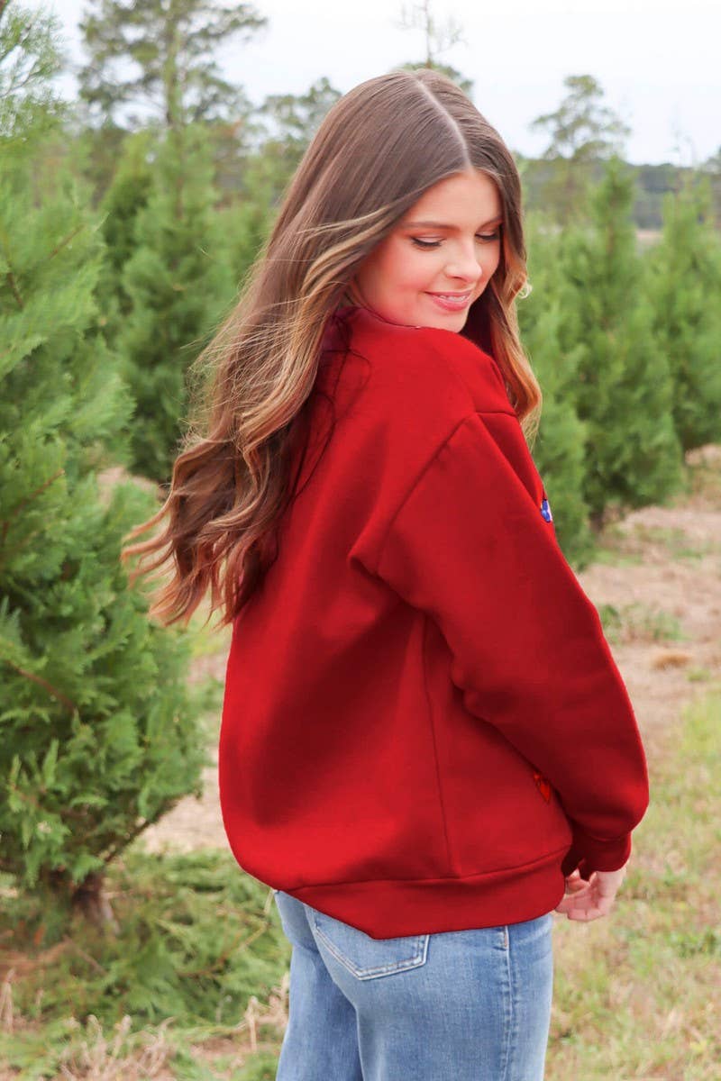 CWTBLL3902_CHRISTMAS LIGHTS EMBROIDERED CREWNECK SWEATSHIRT