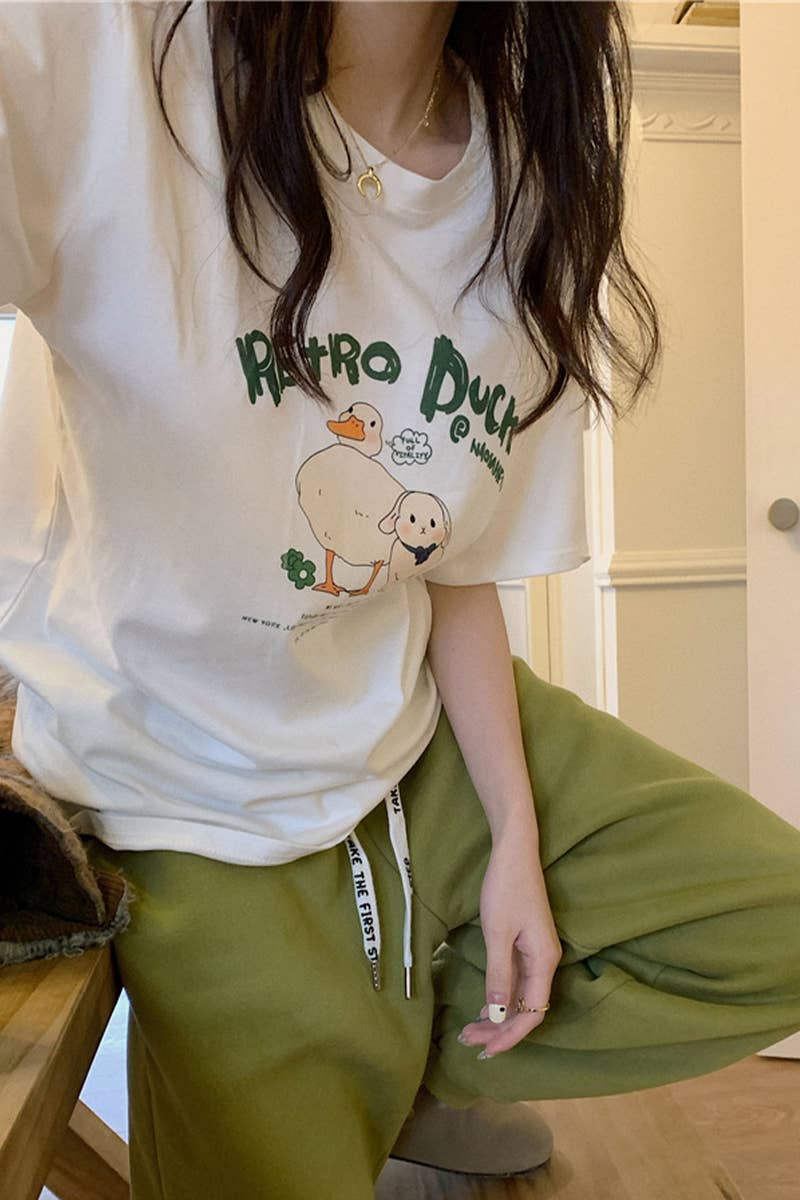 CWTTS0986_CARTOON PRINT CASUAL T SHIRT