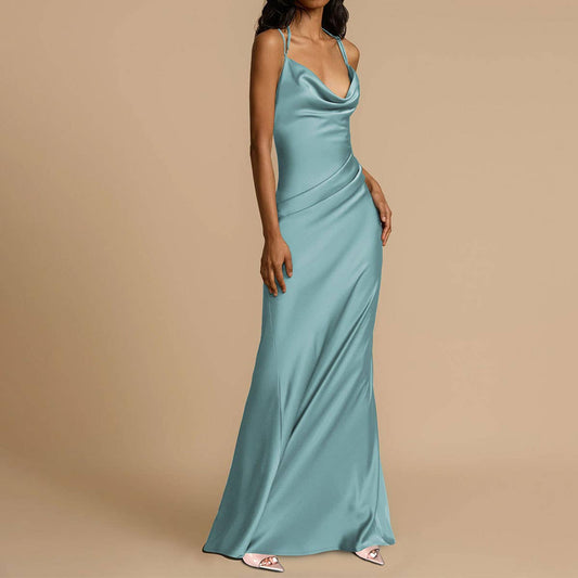 Backless Cowl Neck Bodycon Slip Dress