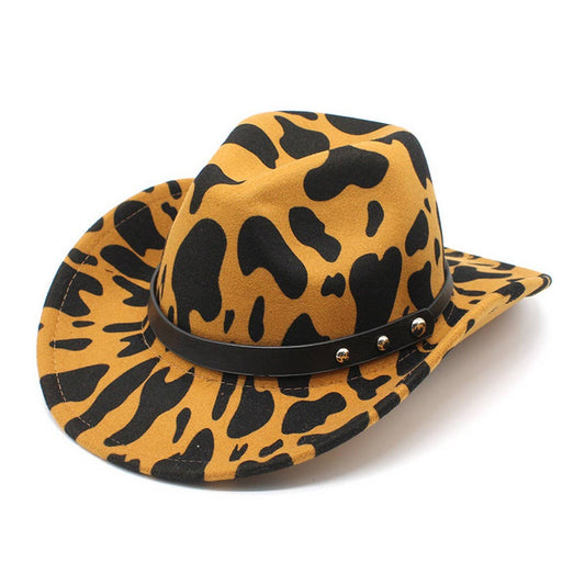 WESTERN COWBOY JAZZ HAT WOOLEN HAT COW PATTERN HAT_CWAH2551