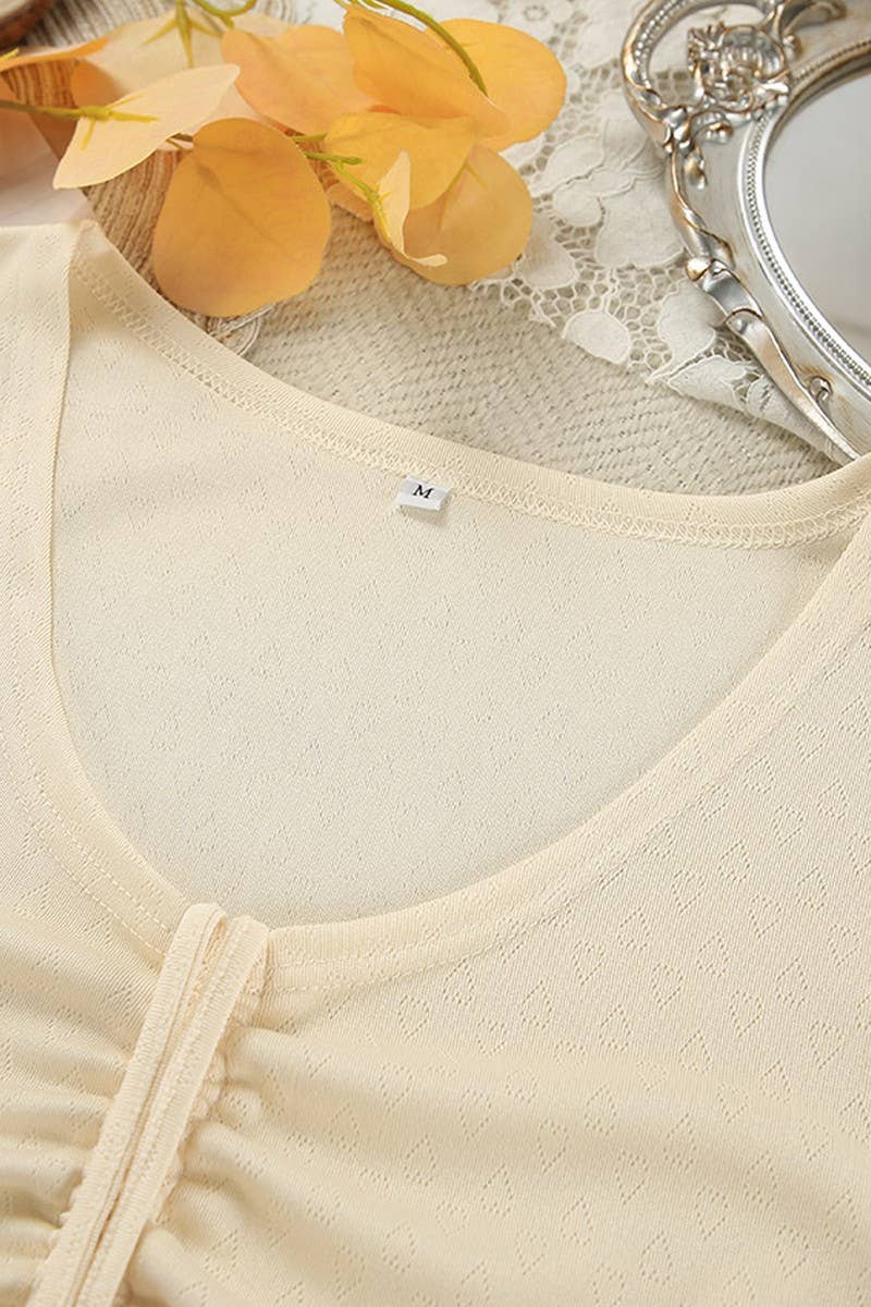 CWSPJ0202_DRAWSTRING SHORT-SLEEVED SHORTS HOME PAJAMAS SET