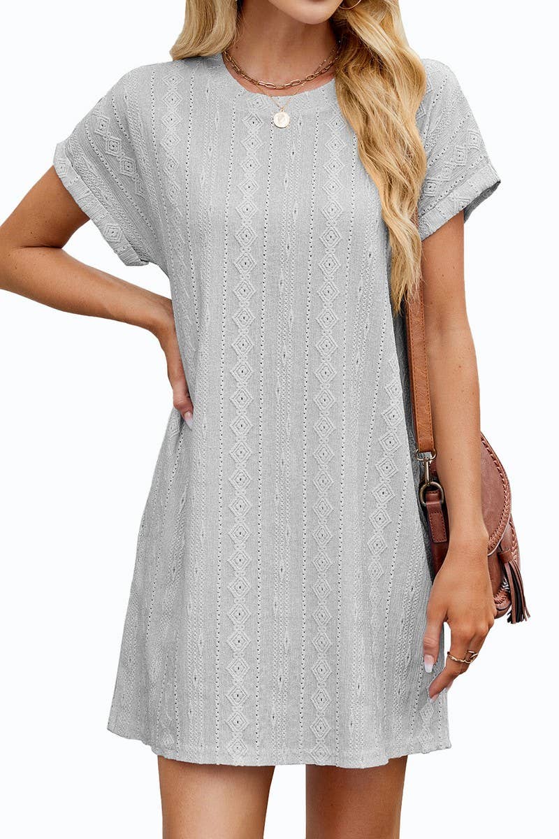 CWDSD8728_CREWNECK POCKET LOOSE FIT MIDI T-SHIRT DRESS