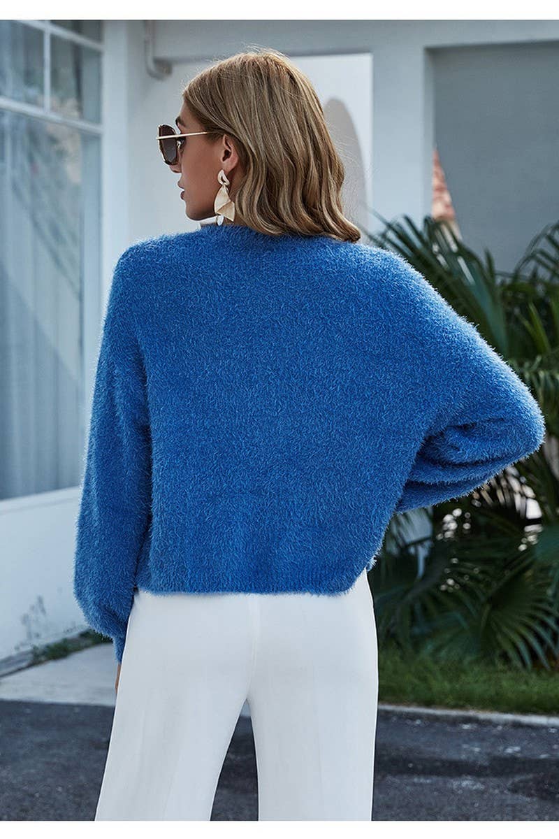 CWOCAL0780_SOLID COLOR LOOSE SHORT CARDIGAN SWEATER