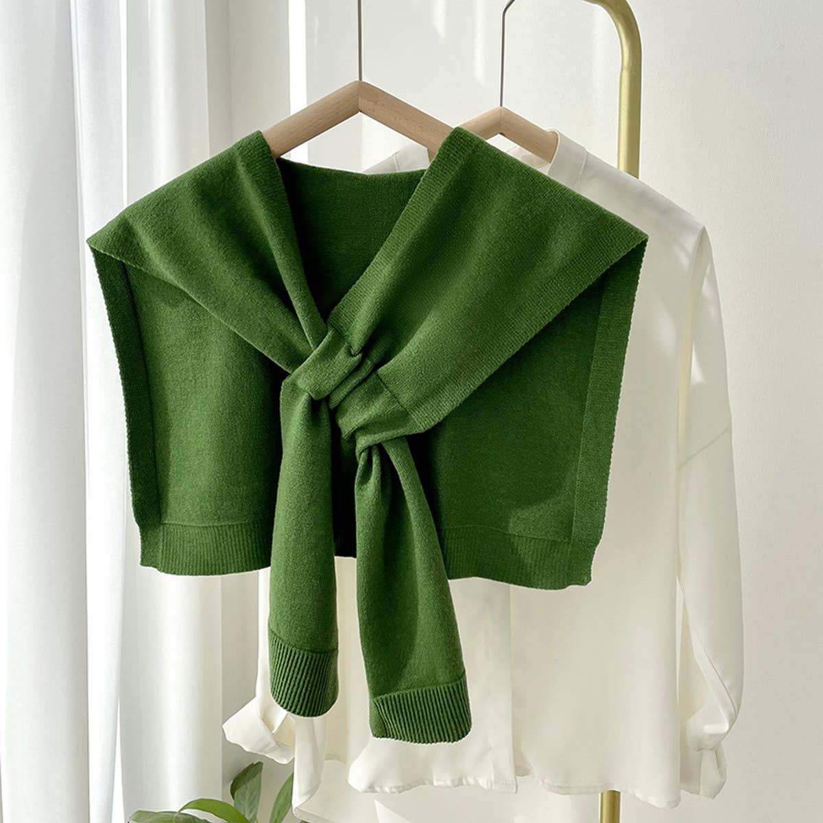 Solid Color Knitted Knotted Shawl??œCasual & Cozy _CWASC0757