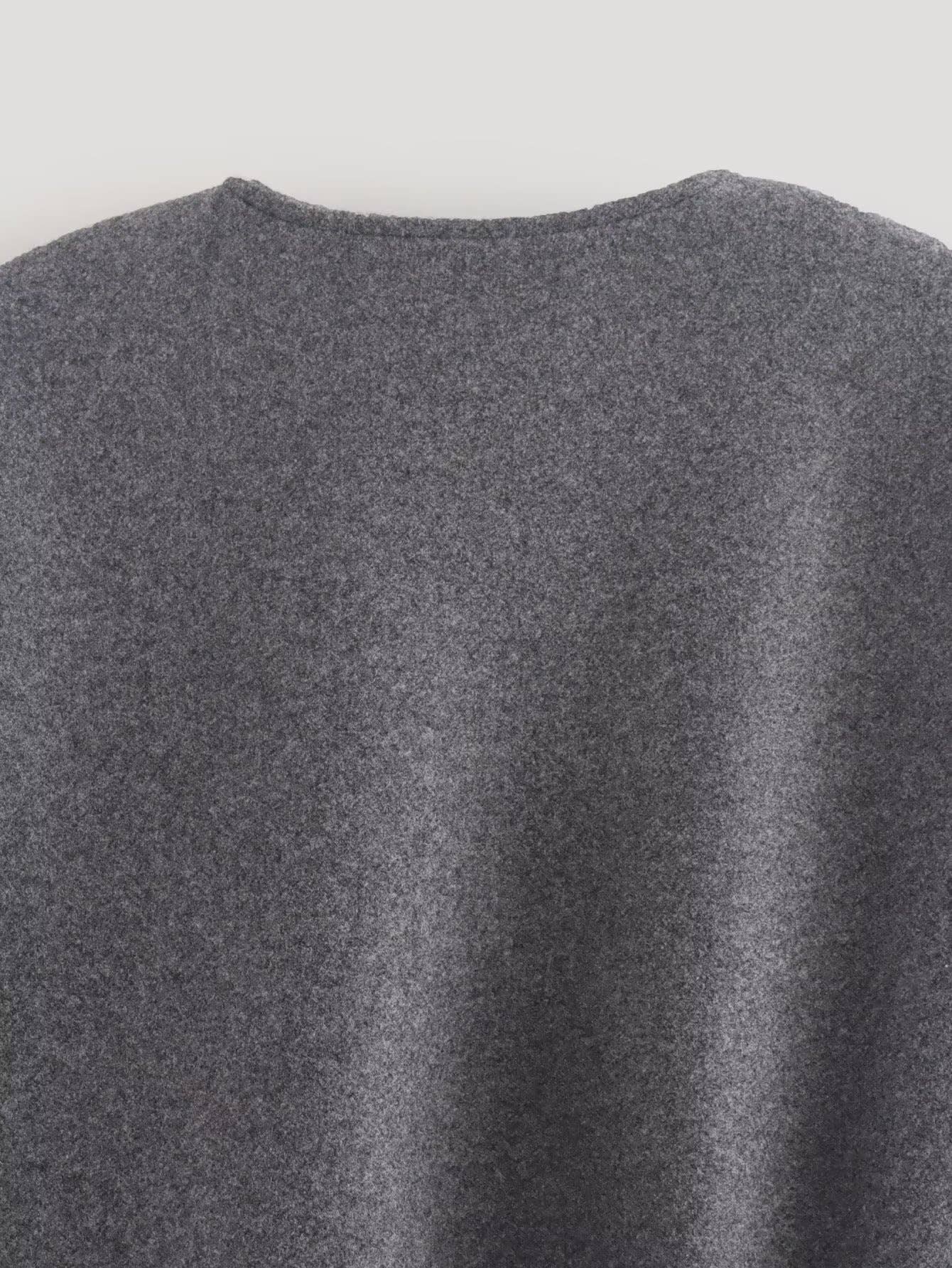 CREW NECK LONG SLEEVE WITH POCKET ZIPPER CARDIGAN