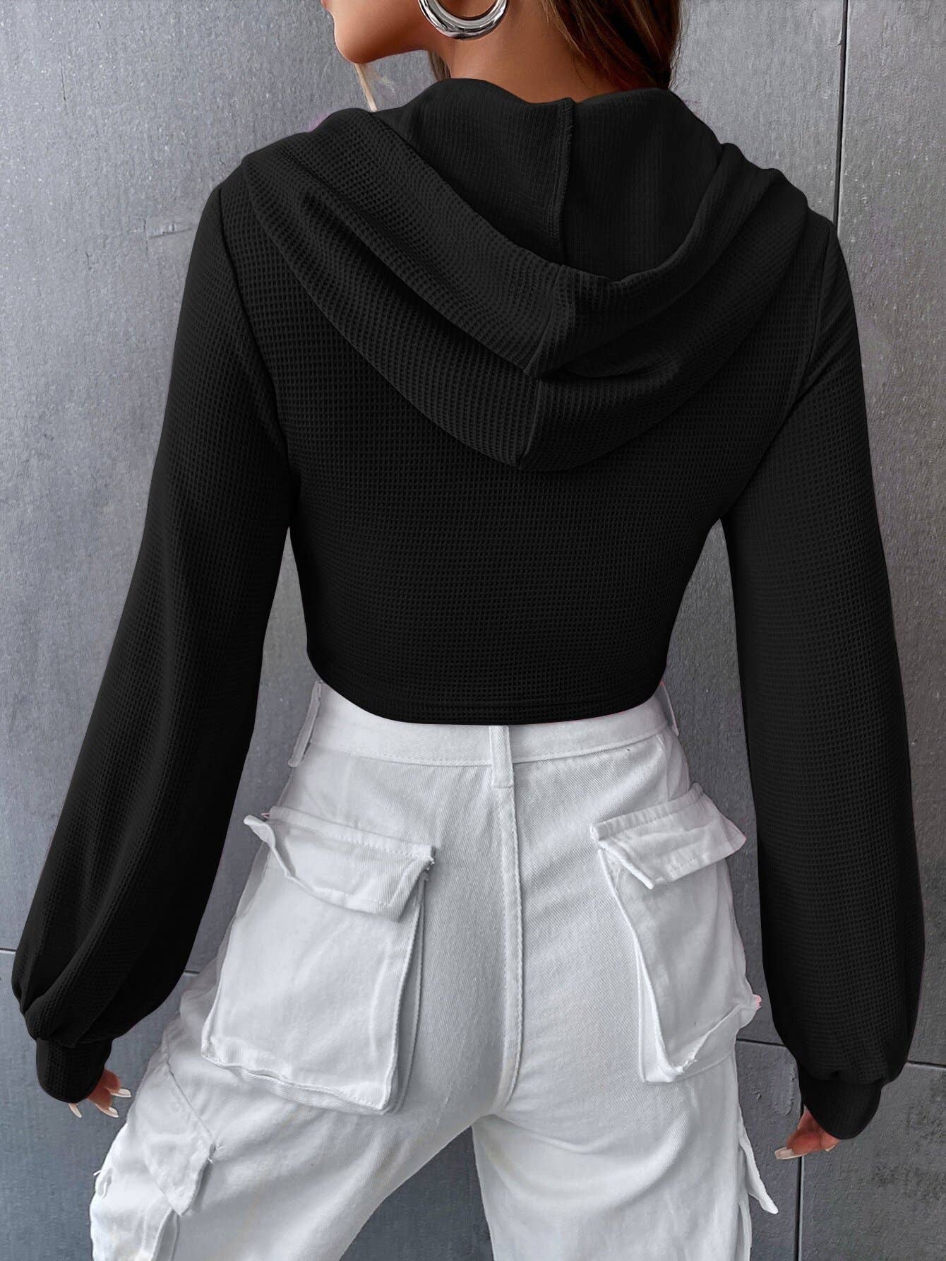 DESIGN SENSE SLIM SHORT FAKE TWO HOODIE