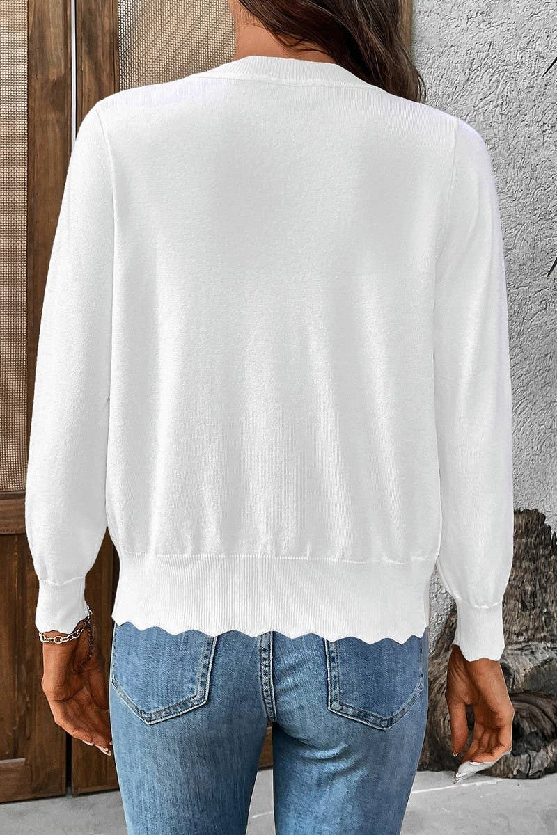 CWOCAL2302_ICE SILK V-NECK LONG SLEEVE KNIT CARDIGAN