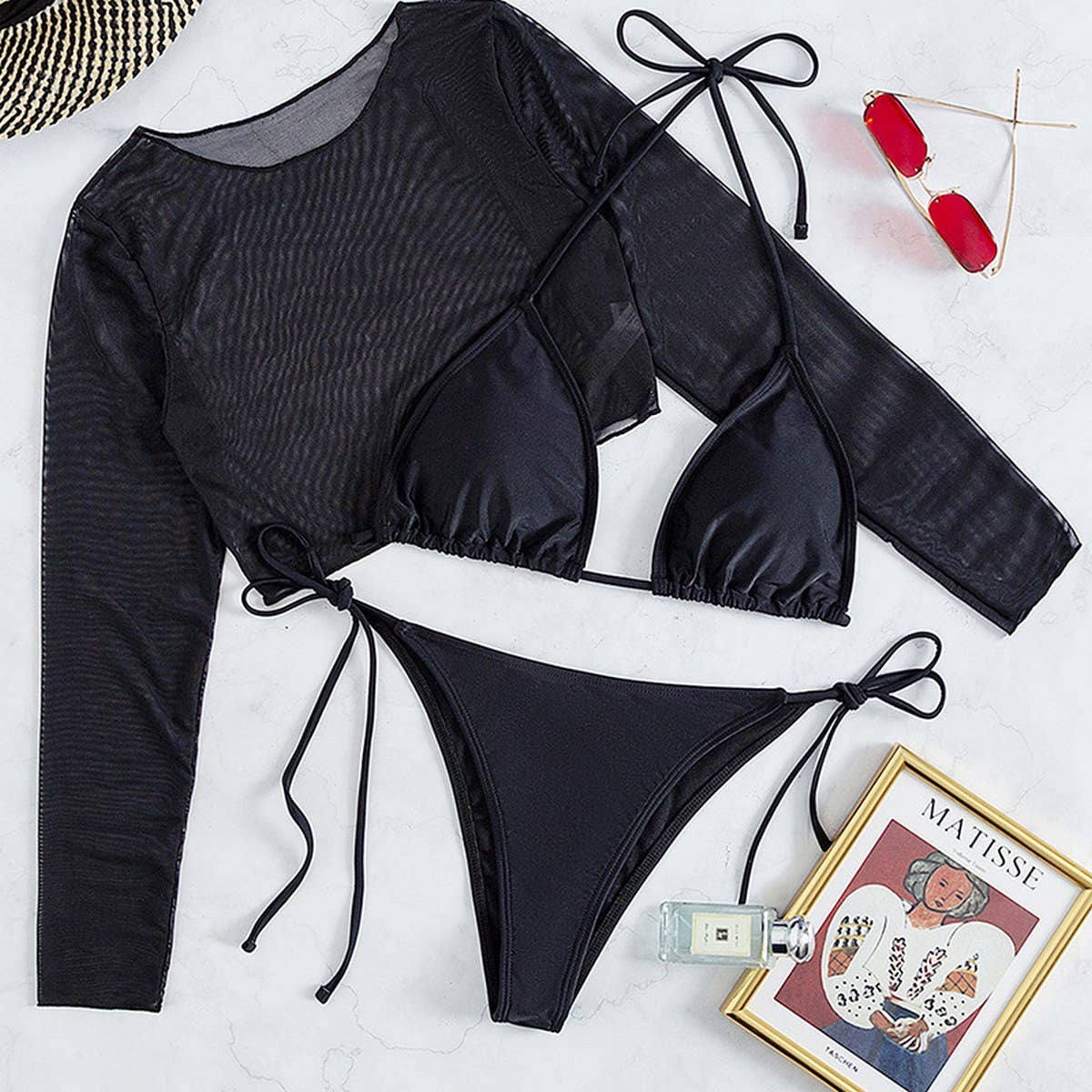 SEXY 3-PIECE TRIANGLE BIKINI SET WITH LEOPARD PRINT