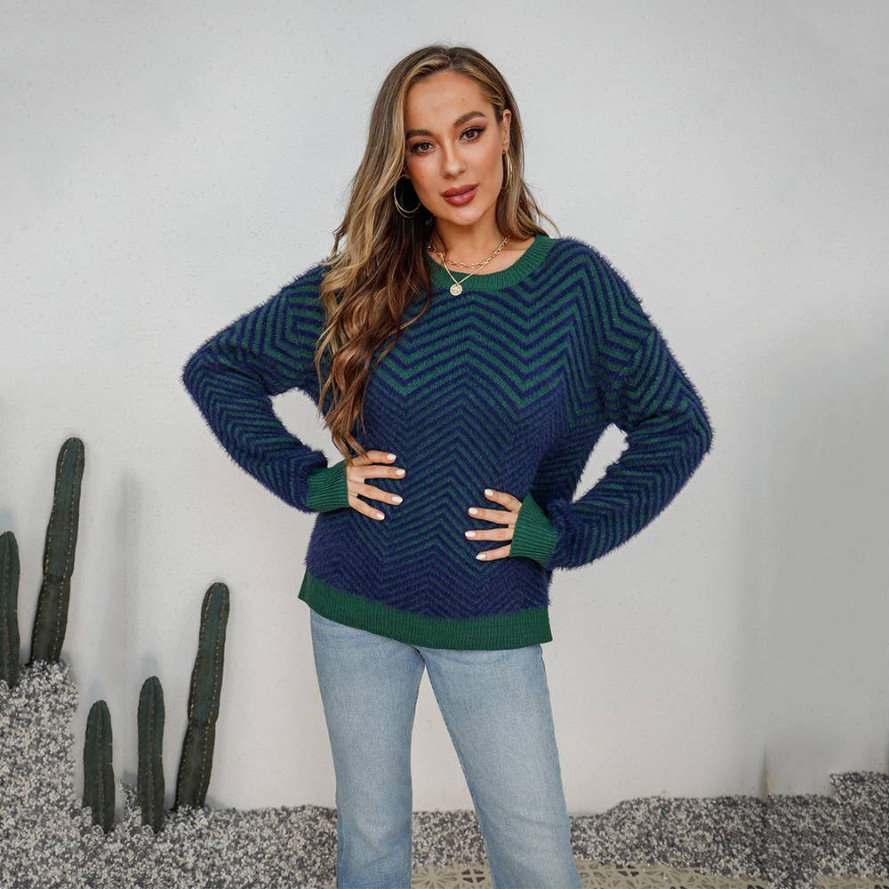 CREW-NECK PULLOVER LONG-SLEEVED KNIT SWEATER