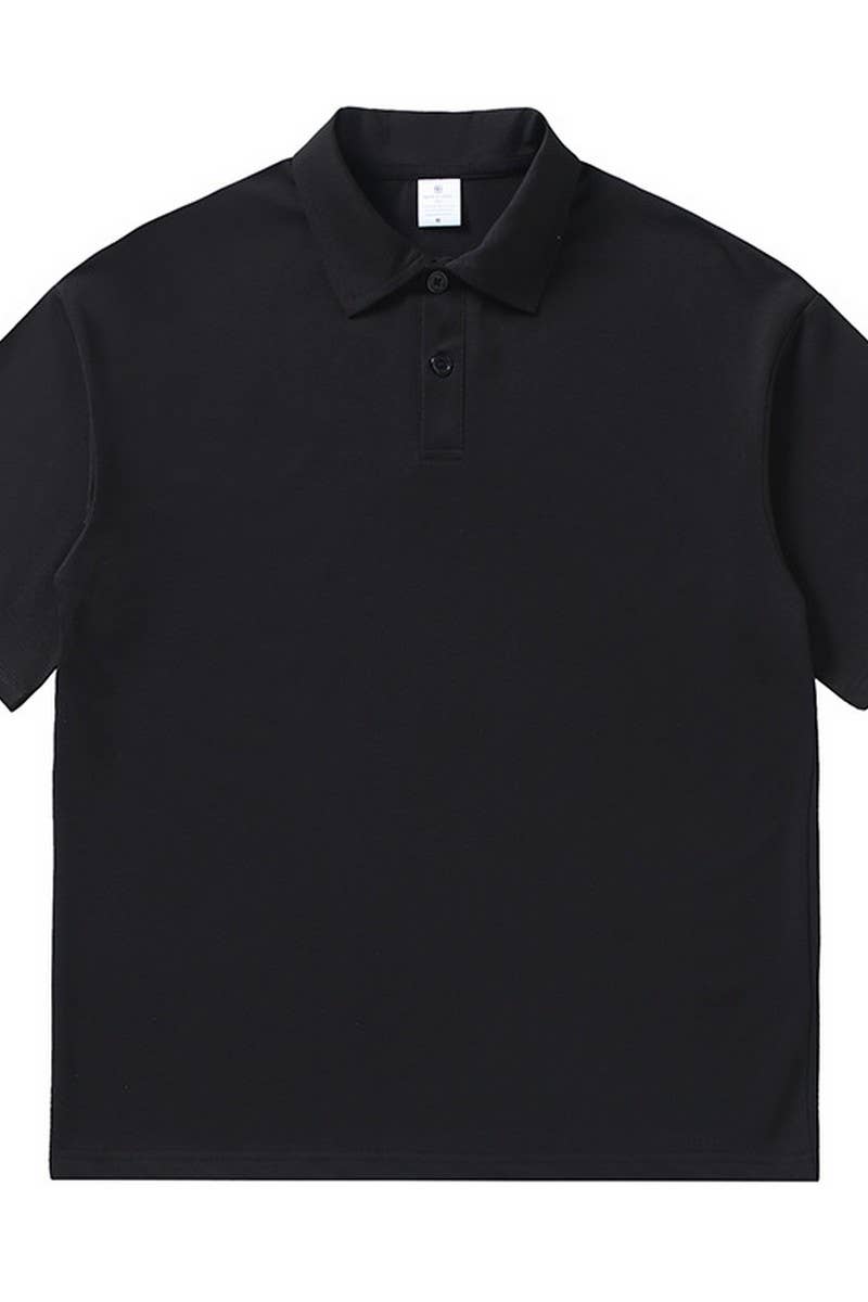 CWTBLS2343_LOOSE FIT SOLID DROP SHOULDER POLO TEE