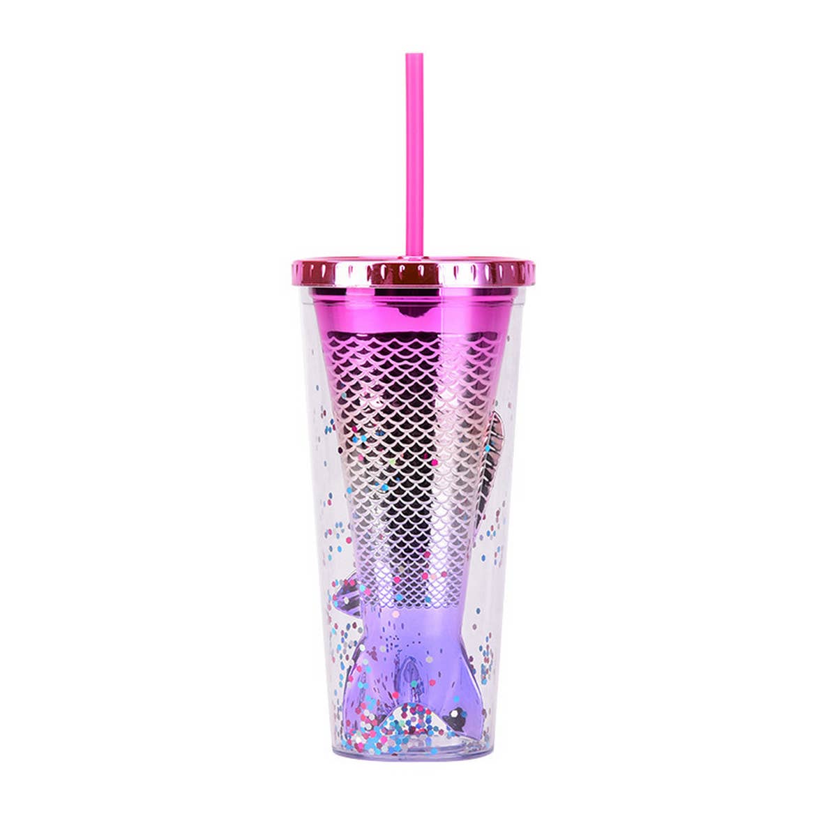 DOUBLE LAYER GRADIENT MERMAID TAIL WATER CUP