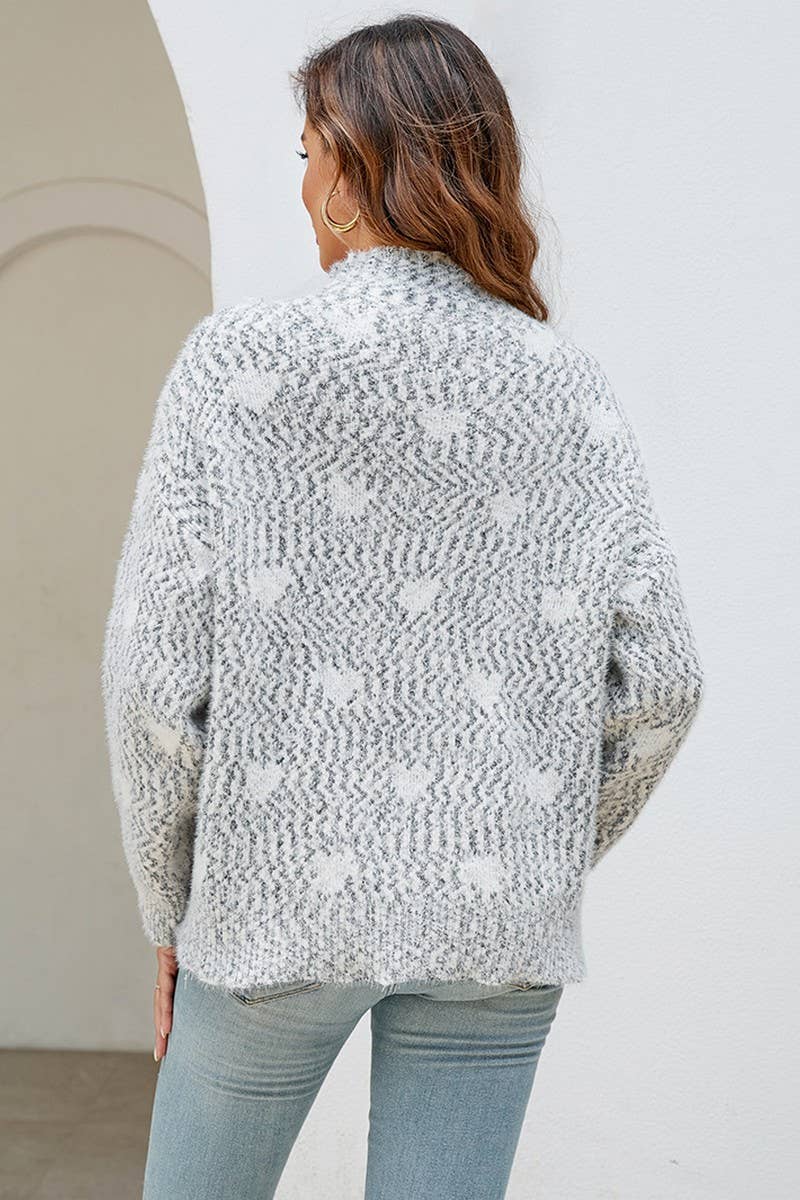 CWOSWL2567_CHENILLE HEART MOCK NECK CHRISTMAS SWEATER