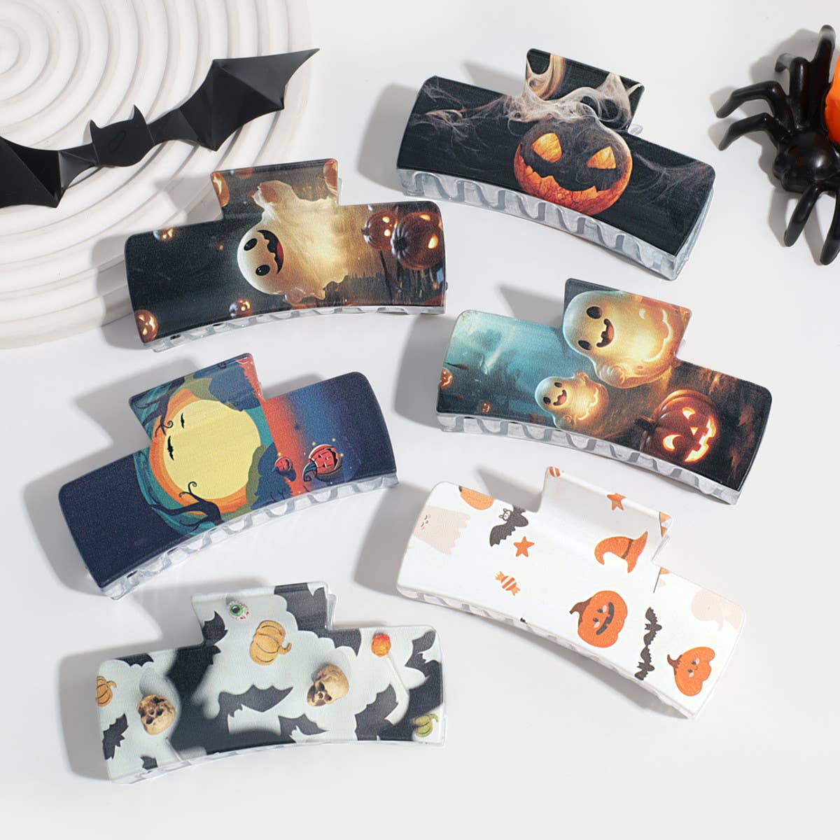 Halloween Ghost, Pumpkin & Bat Hair Claw