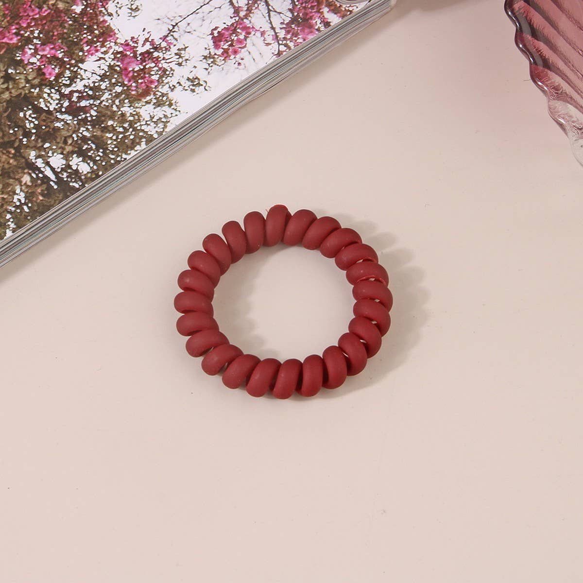 CWAHA1379_SIMPLE FROSTED PHONE CORD HAIR TIE