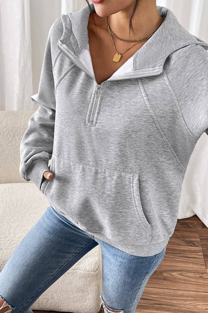 CWOHOL0787_SOLID COLOR THICKENED HOODED SWEATSHIRT