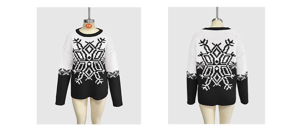 Christmas big snowflake casual knitted sweater