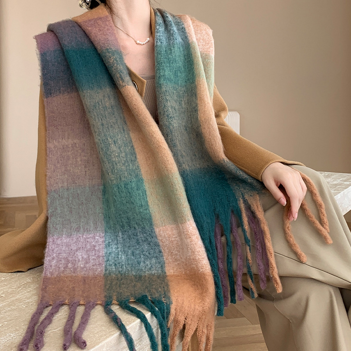 Plush AC Scarf ??Thick Soft Winter Wrap_CWASC2701
