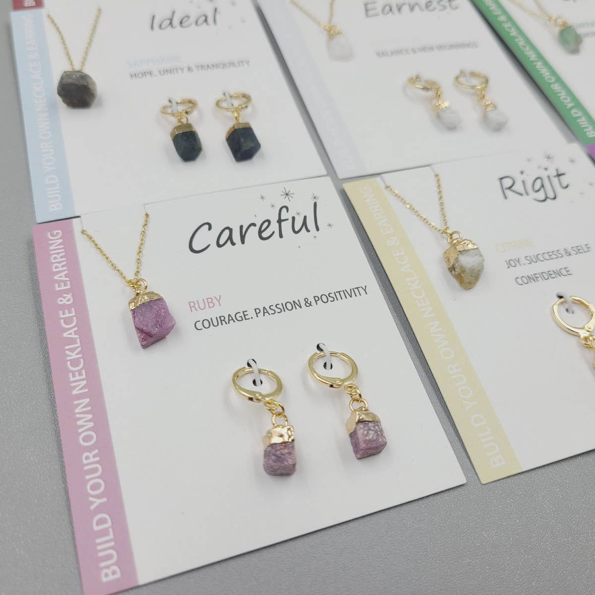 NATURAL STONE NECKLACE AND EARRING SET